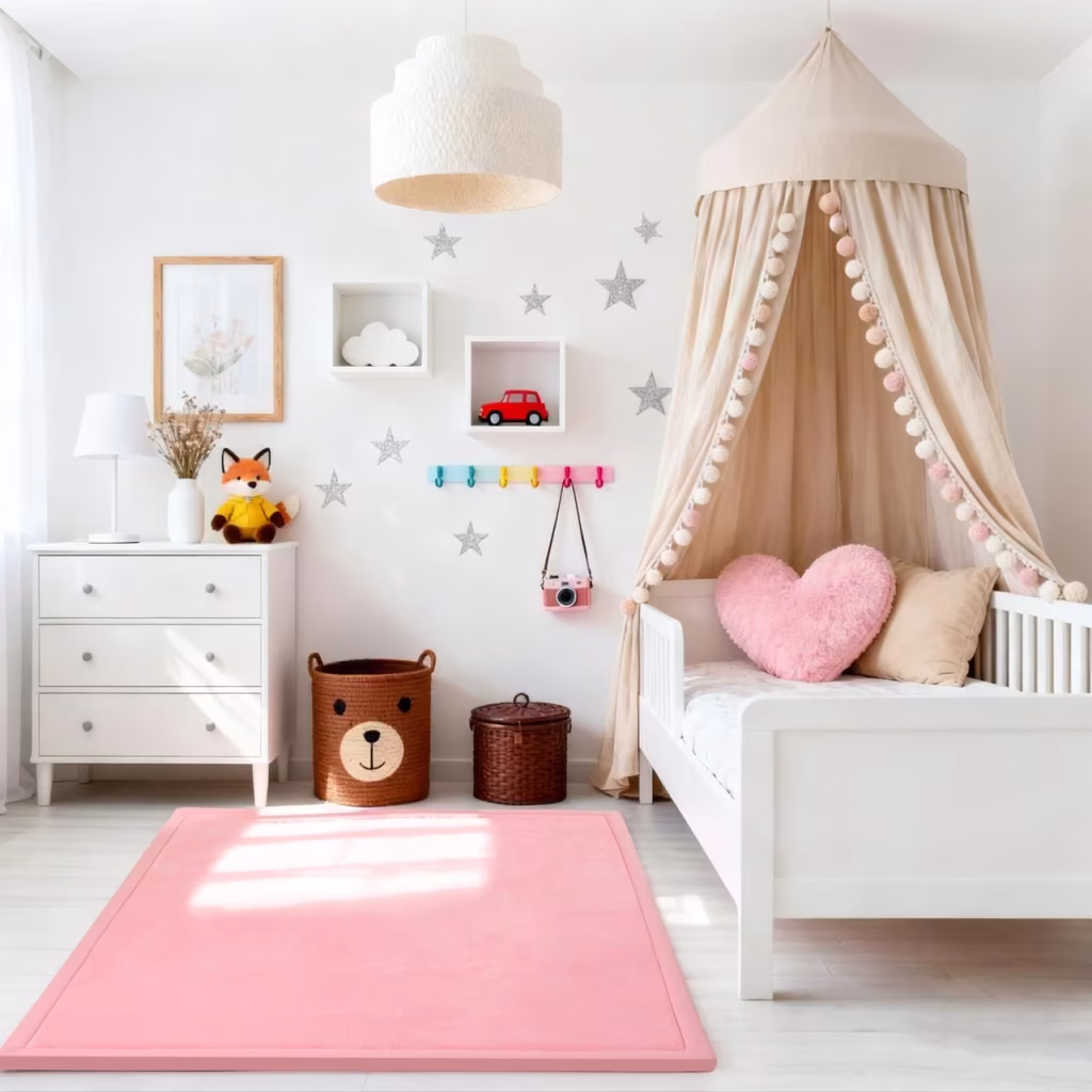 Elula Living Pink Soft Touch Play Mat Bedroom